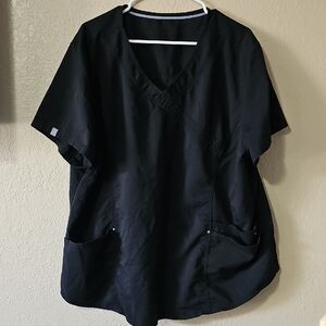 1g Black Women's V-Neck Scrub Top - Classic Work Tee